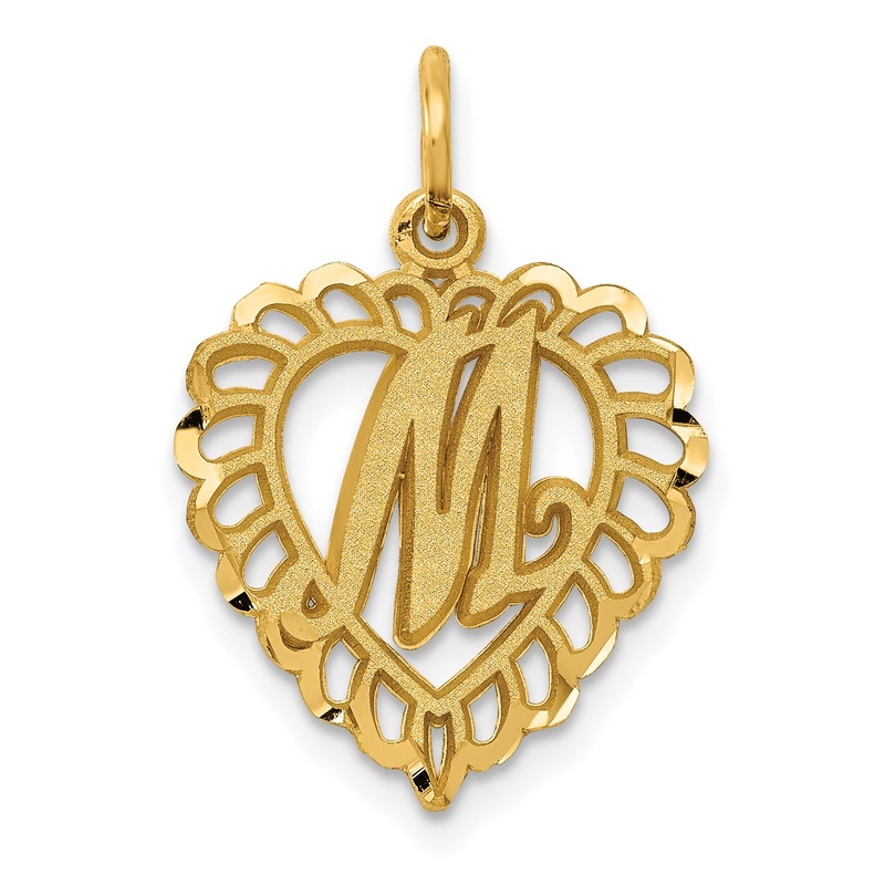 10K Yellow Gold Initial M Charm