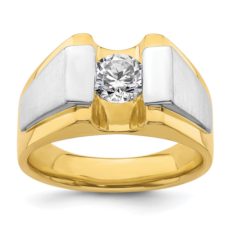 14k Two-Tone 1 Ct. Lab Grown Diamond VS/SI+ G+ Polished and Satin Men’s Ring