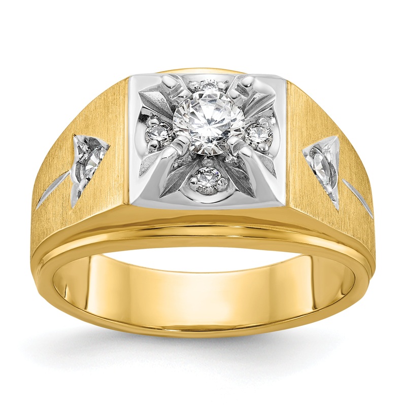 14k Two-tone Two Tone 3/4 Ct. Lab Grown Diamond VS/SI+ G+ Polished and Satin Men’s Ring