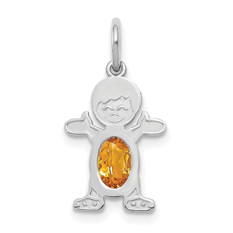14k White Gold 14K White Gold Boy 6×4 Oval Genuine Citrine-November
