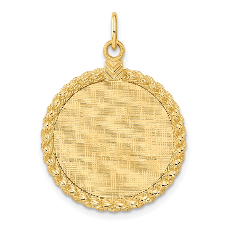 14k Yellow Gold 14k Patterned .013 Gauge Engravable Rope Disc w/Satin Back