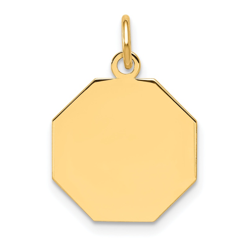 14k Yellow Gold 14k Plain .009 Gauge Engravable Octagonal Disc Charm