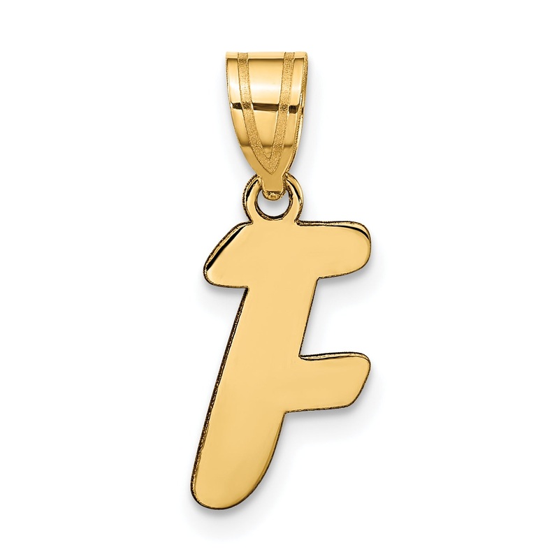 14k Yellow Gold 14k Polished Script Letter F Initial Pendant