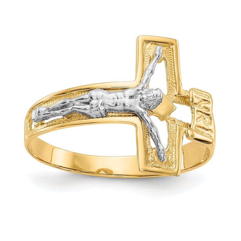 10K Two-Tone 10K Crucifix Men’S Ring