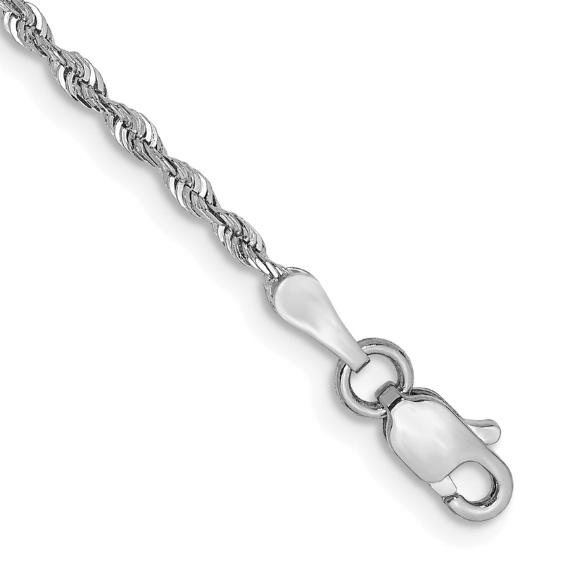 10K White Gold 1.85mm D/C Quadruple Rope Chain Anklet