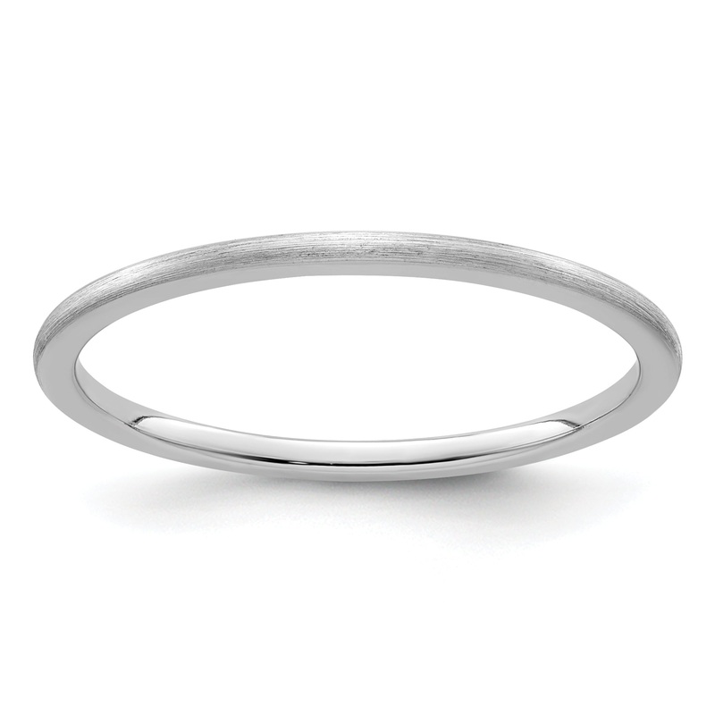 10K White Gold 10K 1.2mm Half Round Satin Stackable Band Size 10