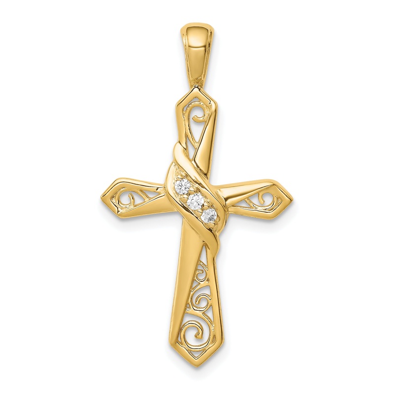 10K Yellow Gold 10K 1/20Ct. Diamond Cross Pendant