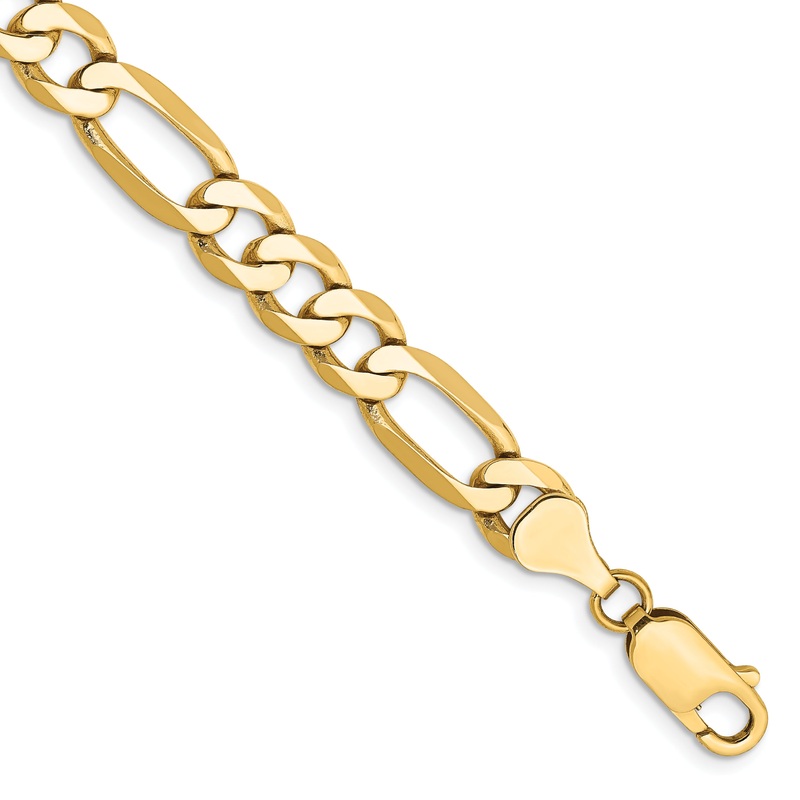 10K Yellow Gold 10K 7mm Flat Figaro Chain