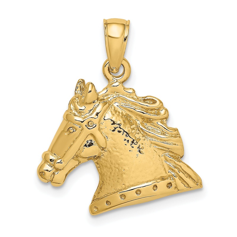 10K Yellow Gold 10K Textured Horse Head Charm