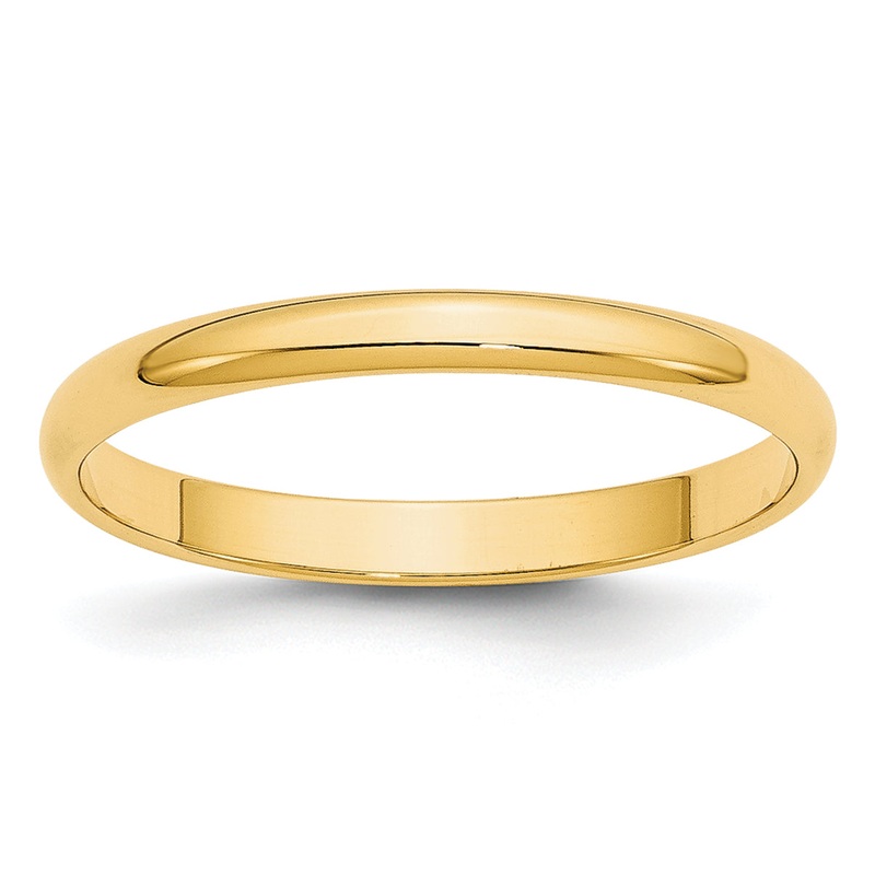 10K Yellow Gold 2.5mm Lightweight Half Round Wedding Band Size 10.5