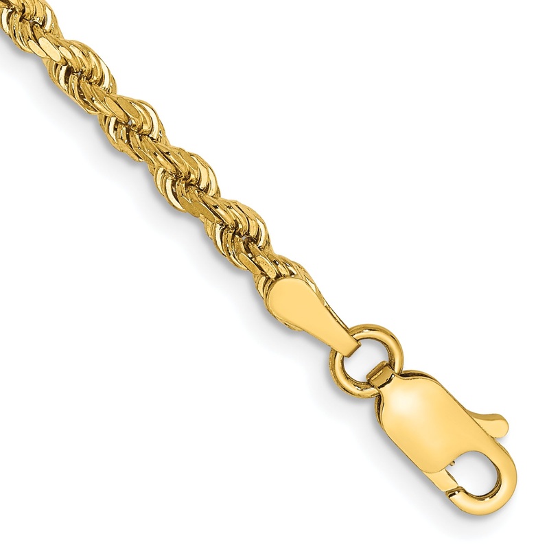 10K Yellow Gold 3mm Semi-Solid D/C Rope Chain