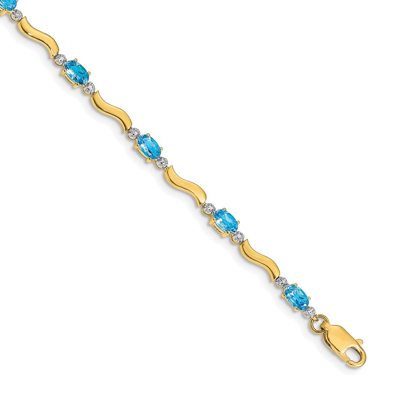 10K Yellow Gold Fancy Diamond And Blue Topaz Bracelet