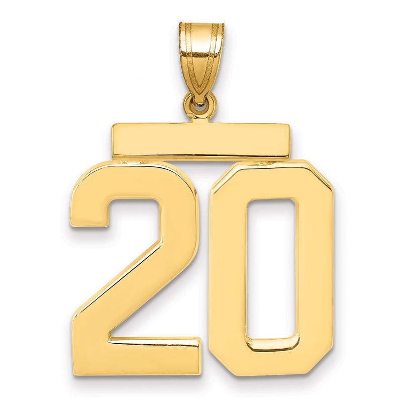 10K Yellow Gold Large Polished Number 20 Charm