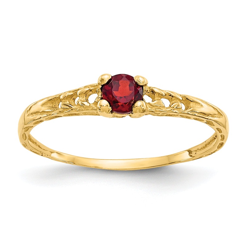 10K Yellow Gold Madi K 3mm Garnet Birthstone Baby Ring