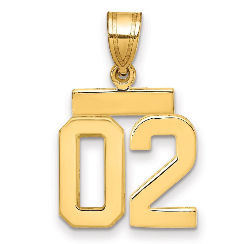 10K Yellow Gold Small Polished Number 02 Charm