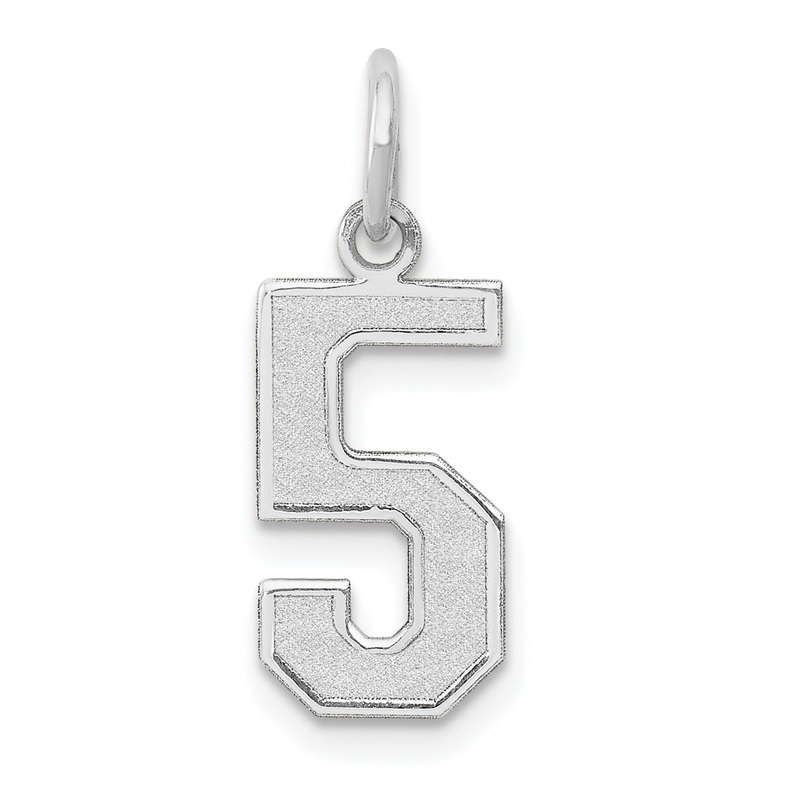 14k White Gold 14kw Medium Satin Number 5 Charm