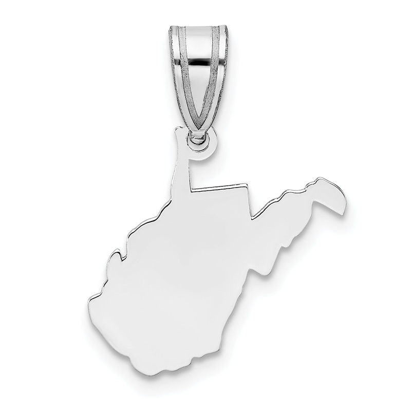 14k White Gold 14KW West Virginia State Pendant