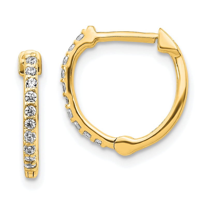 14k Yellow Gold 1/5 Ct. Lab Grown Diamond VS/SI+ G+ Hinged Hoop Earrings
