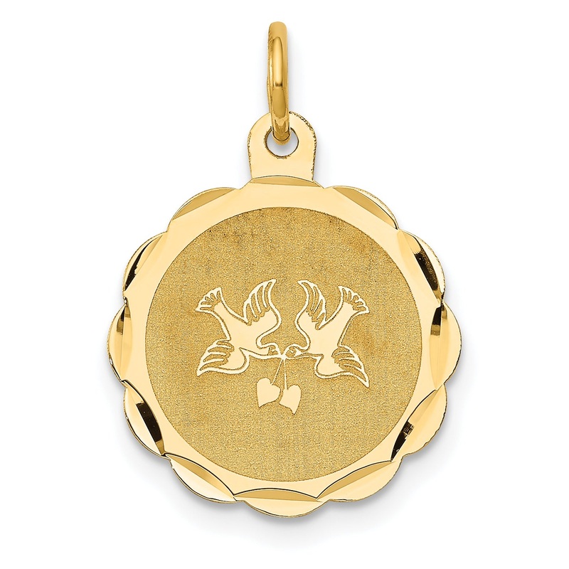 14k Yellow Gold 14k Love Birds Disc Charm