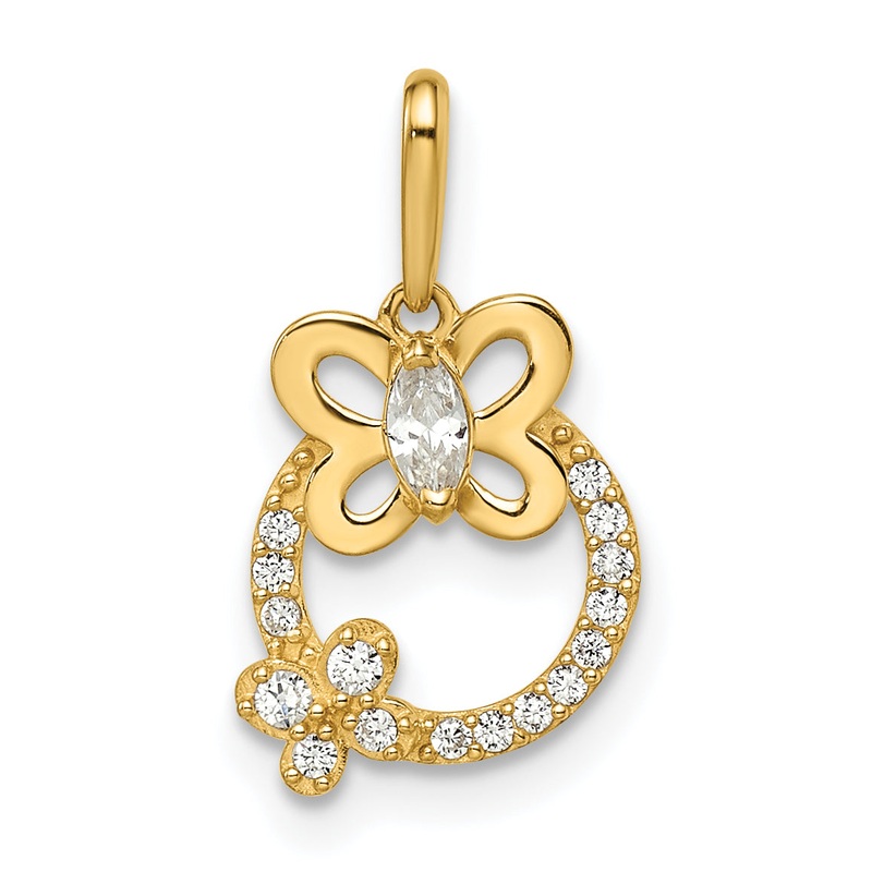 14k Yellow Gold 14k Madi K CZ Butterflies Pendant