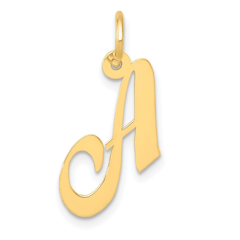 14k Yellow Gold 14K Small Fancy Script Letter A Initial Charm