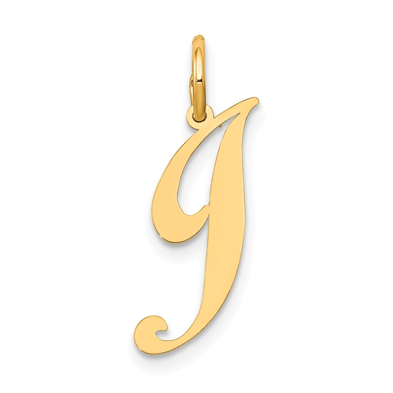 14k Yellow Gold 14K Small Fancy Script Letter J Initial Charm