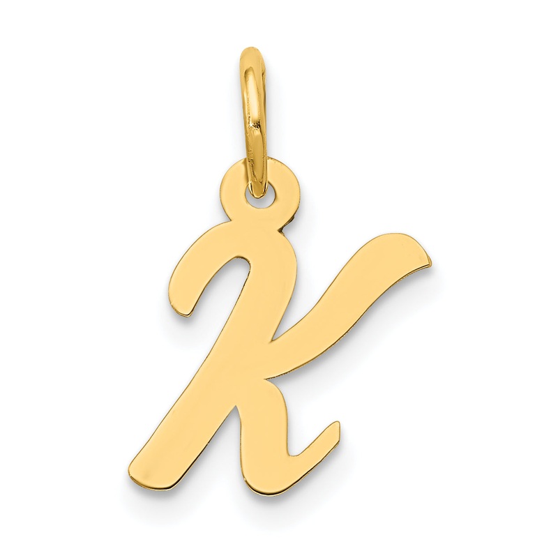 14k Yellow Gold 14k Small Script Letter K Initial Charm