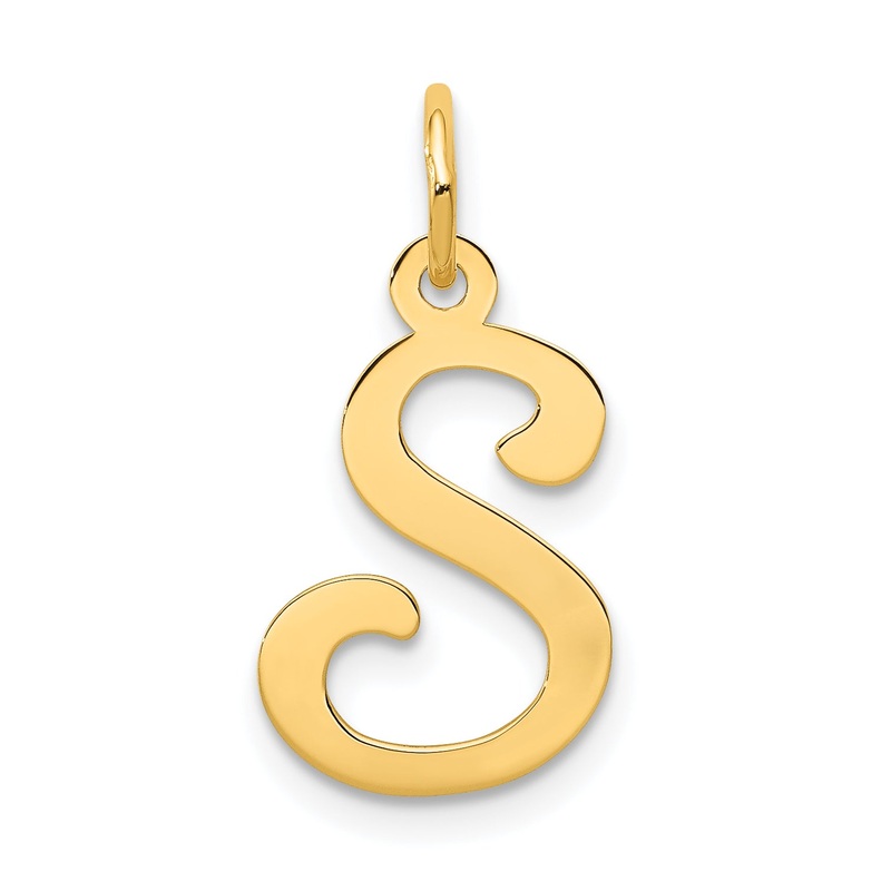 14k Yellow Gold 14KY Script Letter S Initial Charm