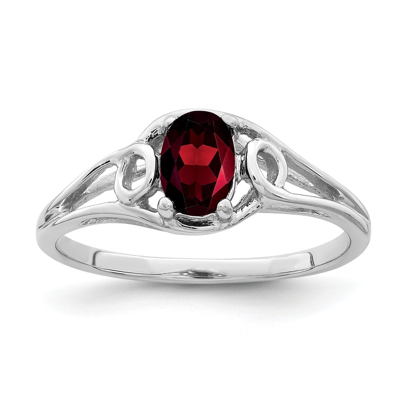 10K White Gold 10K 6X4mm Oval Garnet Ring