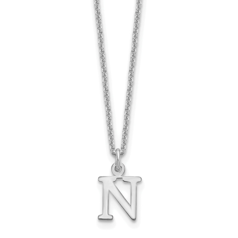 10K White Gold 10Kw Cutout Letter N Initial Necklace