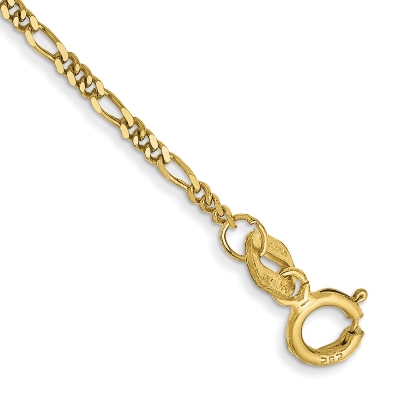 10K Yellow Gold 1.25mm Flat Figaro Pendant Chain