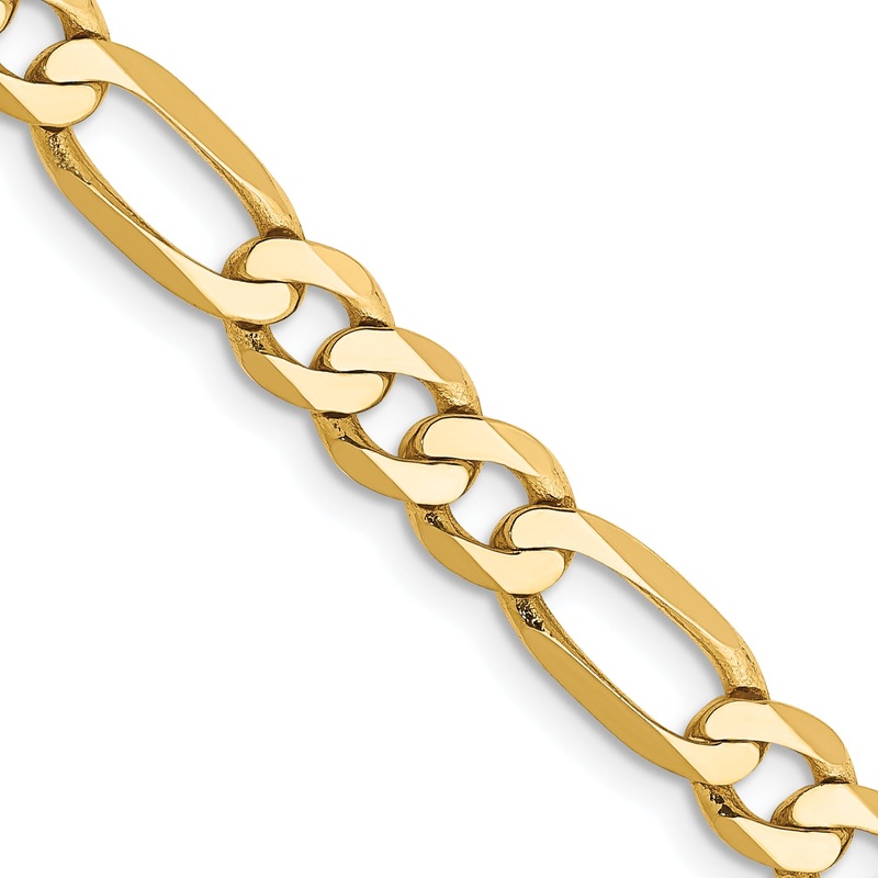 10K Yellow Gold 10K 5.25mm Flat Figaro Chain