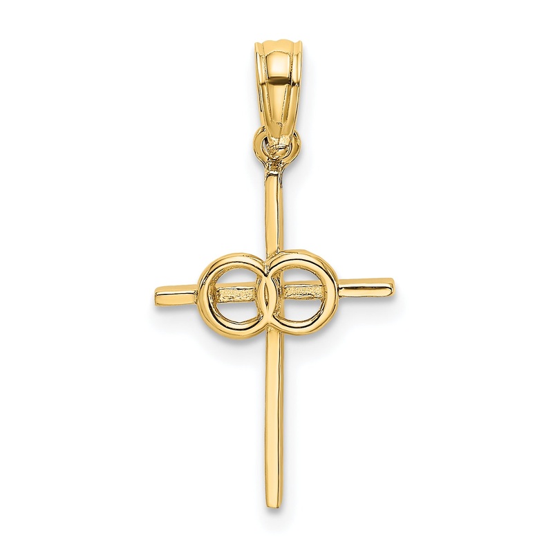 10K Yellow Gold 10K Polished Infinity Circles Cross Charm