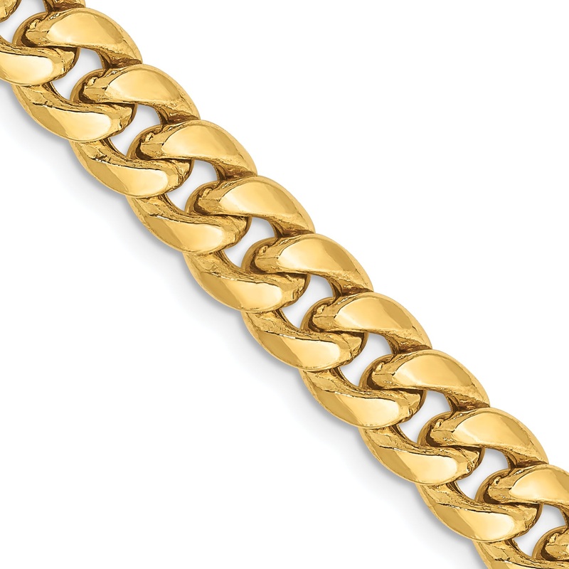 10K Yellow Gold 6.75mm Semi-Solid Miami Cuban Chain