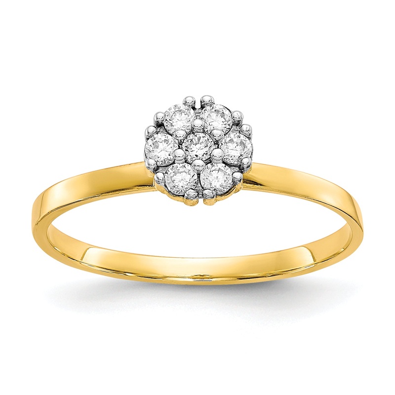 10K Yellow Gold Cz Cluster Promise Ring