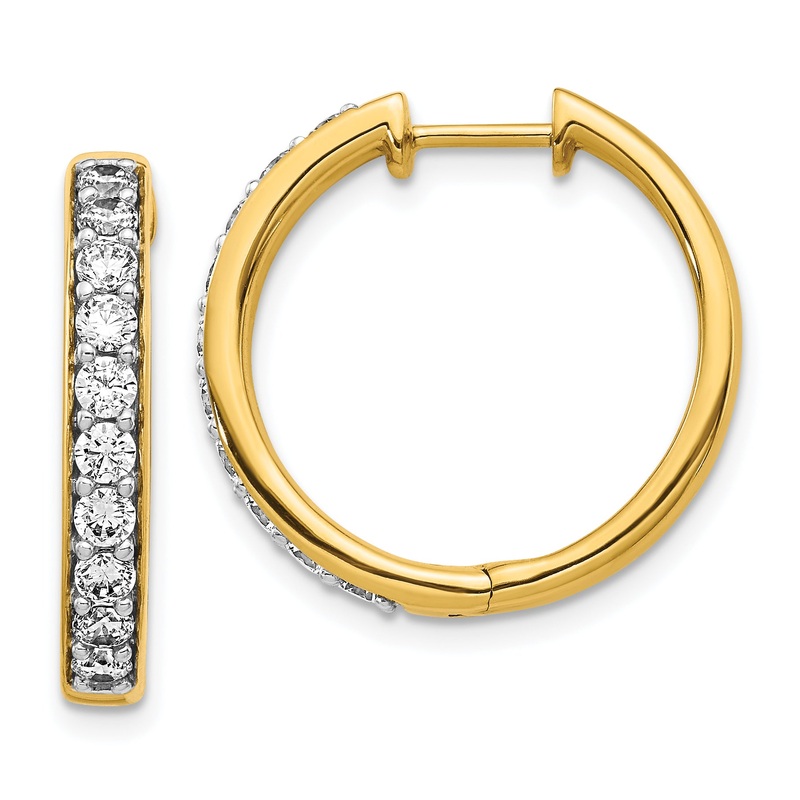 10K Yellow Gold Diamond Hinged Hoop Earrings