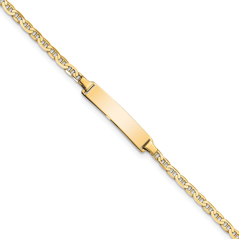 10K Yellow Gold Flat Anchor Link Id Bracelet