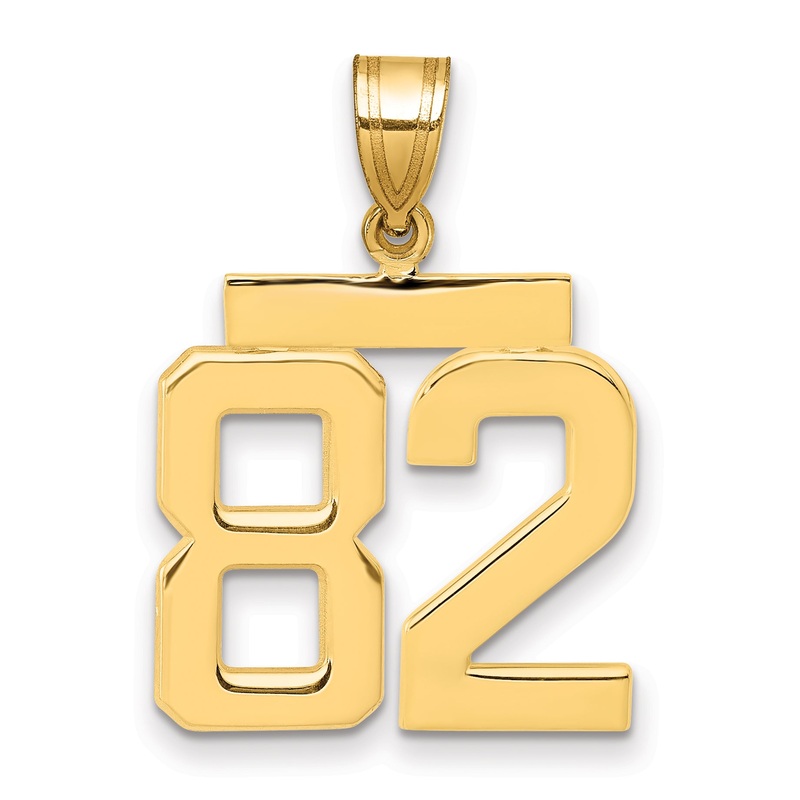10K Yellow Gold Medium Polished Number 82 Charm