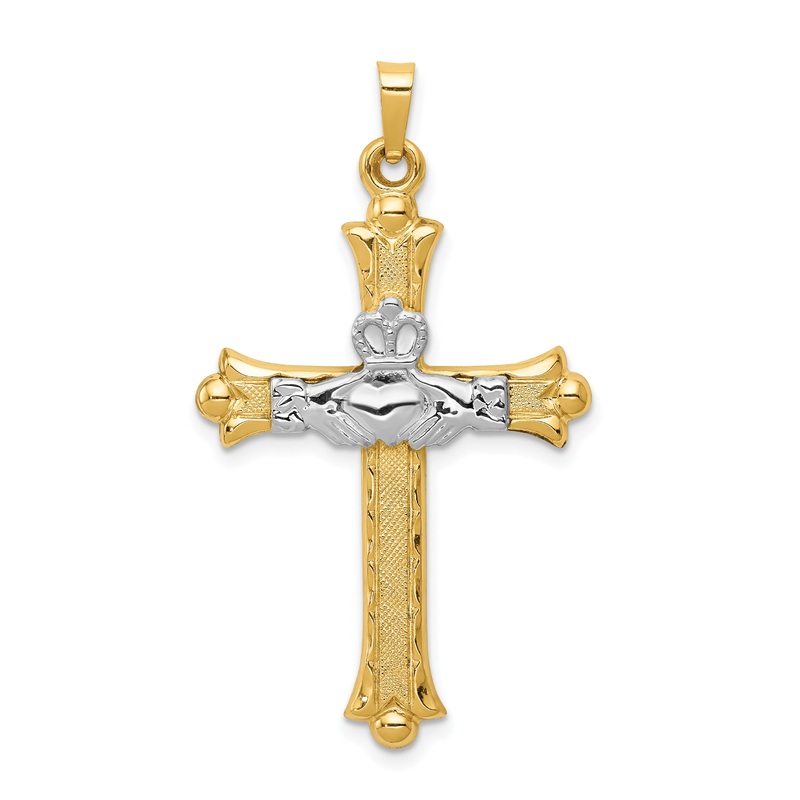 14k Two-tone 14k Two-tone Claddagh Cross Pendant