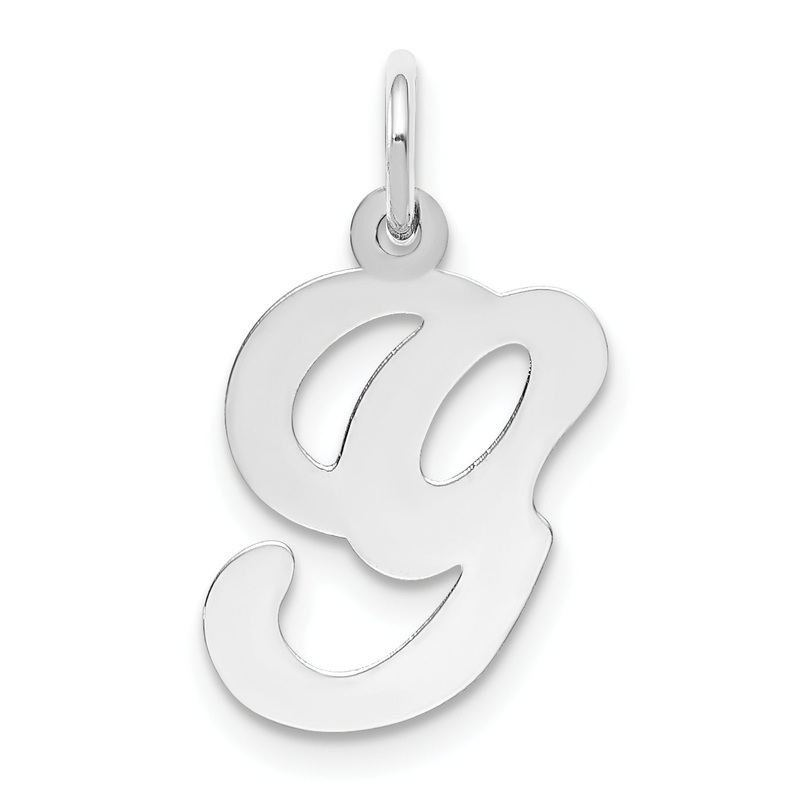 14k White Gold 14KW White Gold Script Letter G Initial Charm