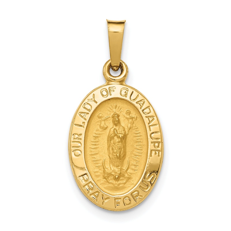 14k Yellow Gold 14k Hollow Our Lady Of Guadalupe Medal Charm
