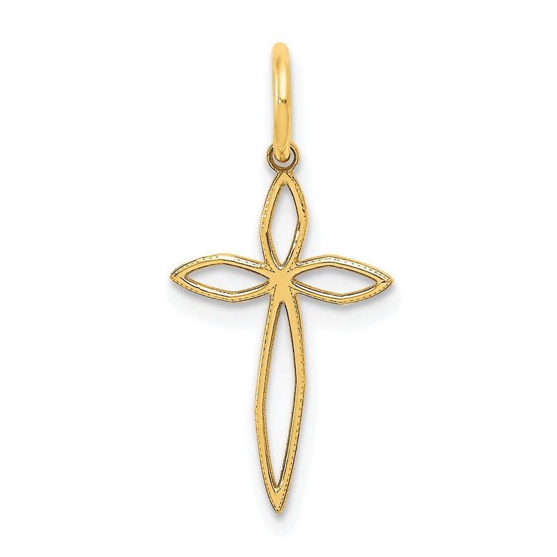 14k Yellow Gold 14K Laser Designed Passion Cross Charm