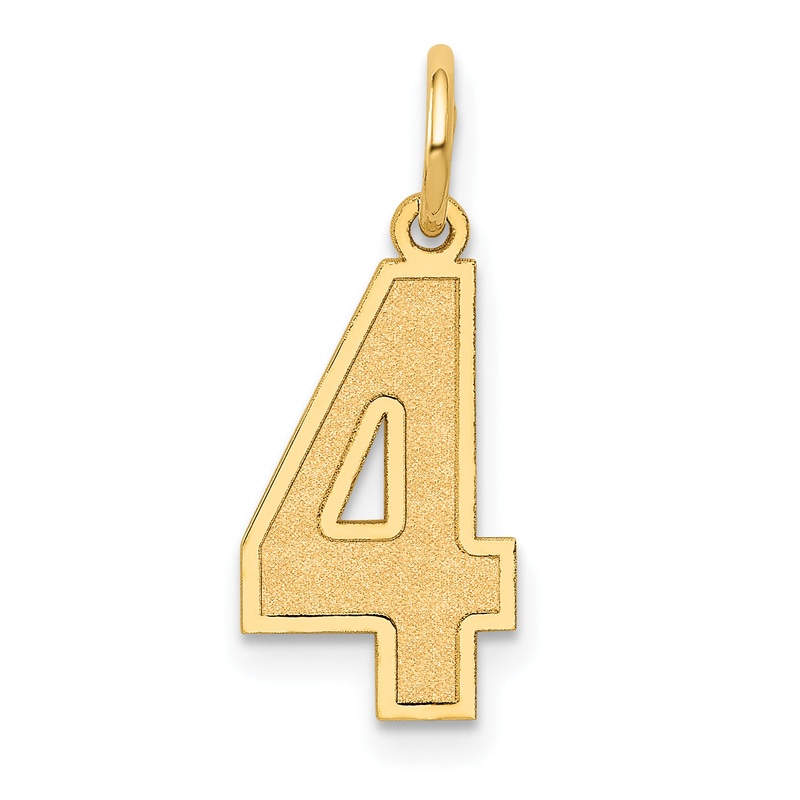 14k Yellow Gold 14k Medium Satin Number 4 Charm