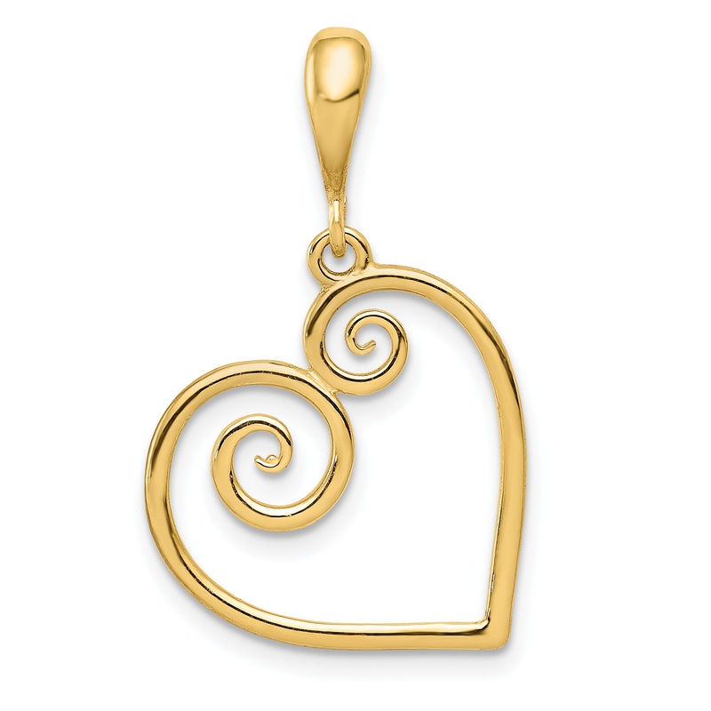 14k Yellow Gold 14K Polished Swirl Heart Pendant