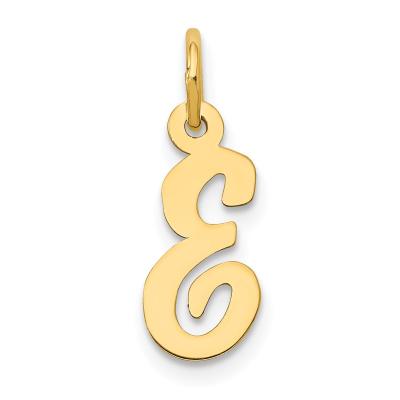 14k Yellow Gold 14k Small Script Letter E Initial Charm