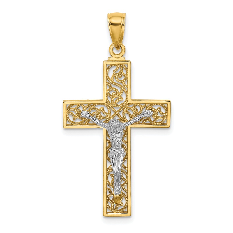 10K Two-Tone Crucifix Pendant