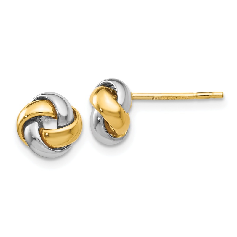 10K Two-Tone Knot Post Earrings