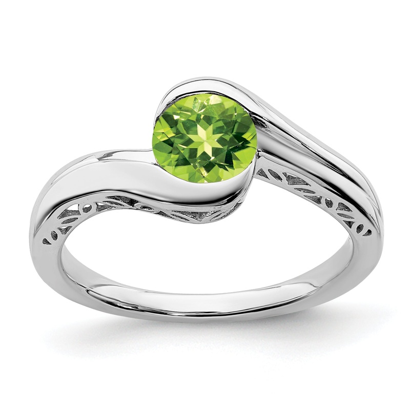 10K White Gold Peridot Bypass Ring