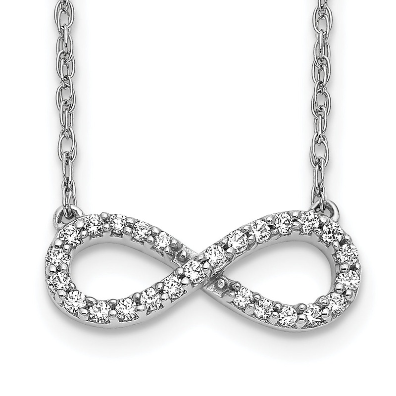 10K White Gold Polished Diamond Infinity Symbol 18 Inch Necklace