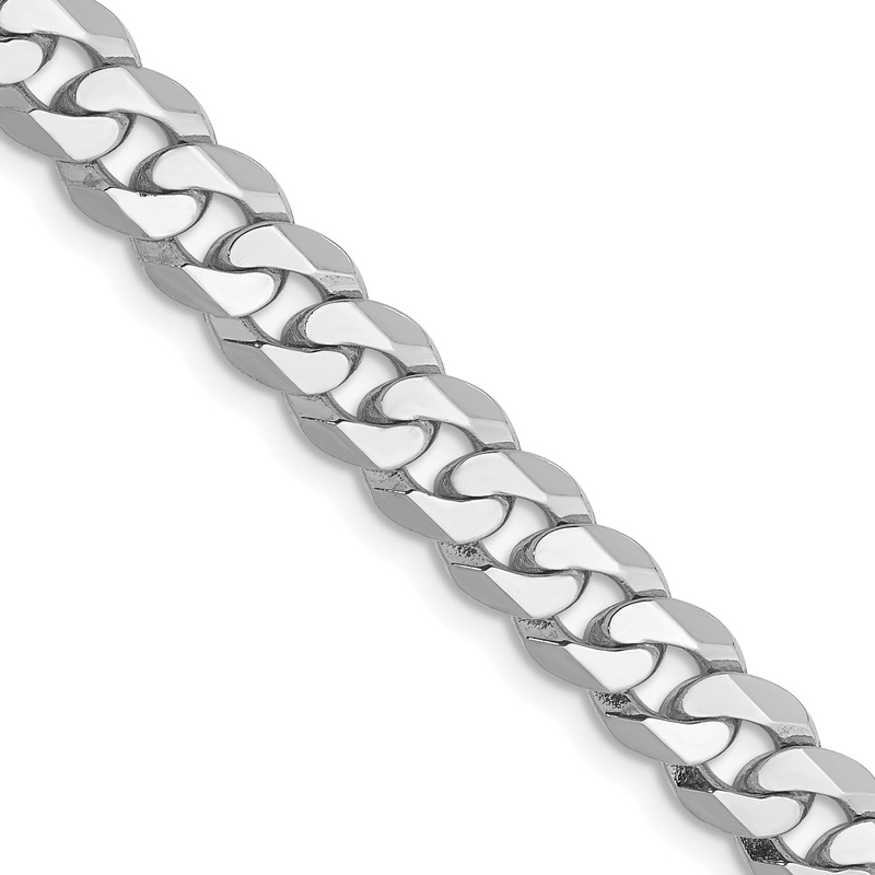 10K White Gold Wg 6.25mm Flat Beveled Curb Chain